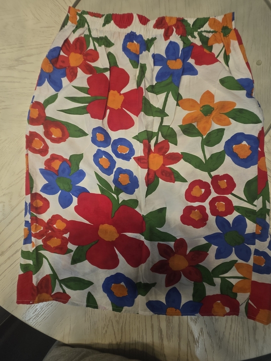Skies Are Blue Dresses & Skirts - Skies Are Blue White Midi Skirt with Red, Blue, Orange & Green Floral Print